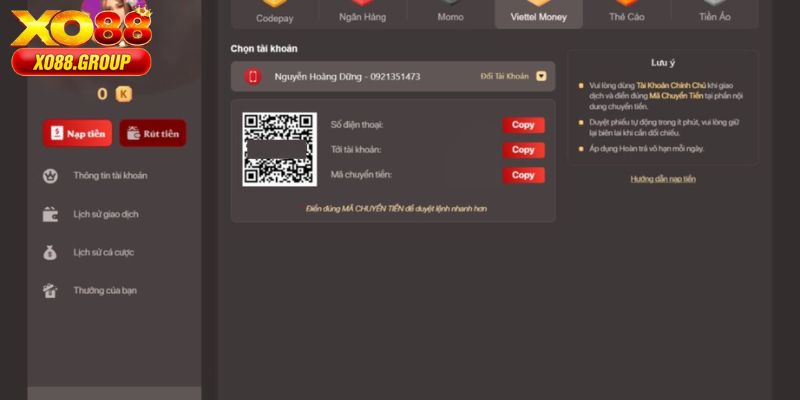 Điểm danh các điều kiện cần tuân thủ khi nạp tiền XO88